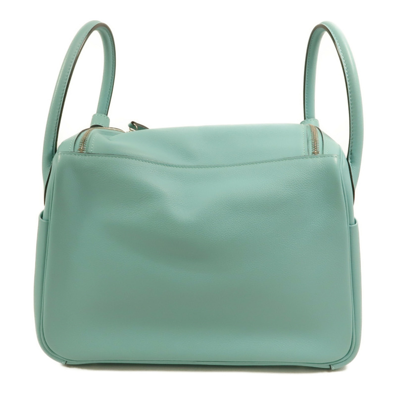 HERMES Evercolor皮革Lindy 30銀扣手挽肩背兩用袋Bleu Atoll-1