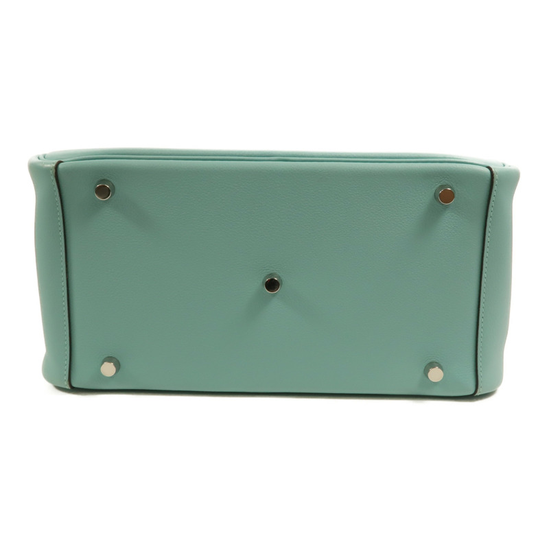 HERMES Evercolor皮革Lindy 30銀扣手挽肩背兩用袋Bleu Atoll-3