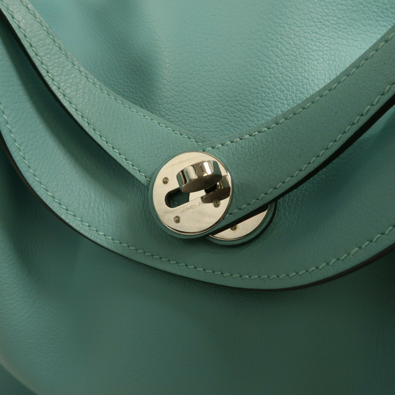 HERMES Evercolor皮革Lindy 30銀扣手挽肩背兩用袋Bleu Atoll-8