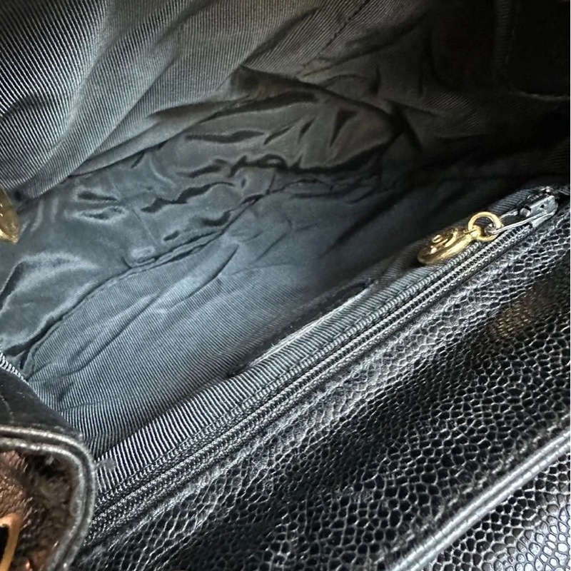 香奈兒 黑色魚子醬皮肩背包 雙肩包 後背包 黑色皮革 魚子醬 香奈兒 黑色牛皮 中古包 二手包 古董包 Vintage chanel black caviar backpack-26