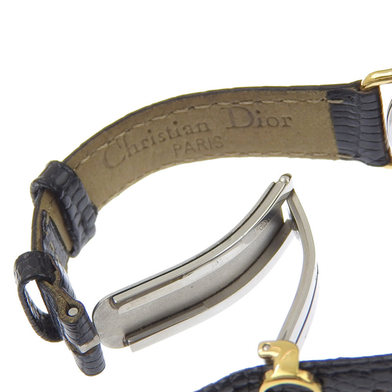 Christian Dior 手錶,型號 58.121.2,鍍金皮錶帶,金色石英機芯,模擬指針,白色錶盤,女士款。-6