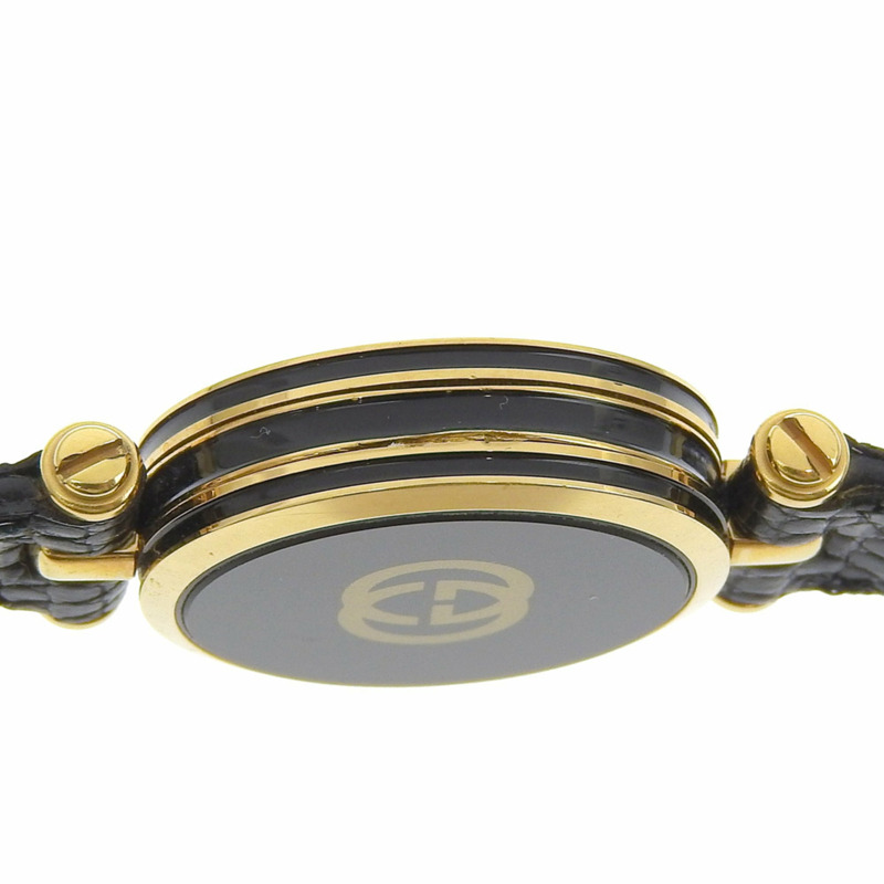 Gucci Sherry腕錶,鍍金不鏽鋼,金色石英機芯,模擬指針,黑色錶盤,女士款。-5