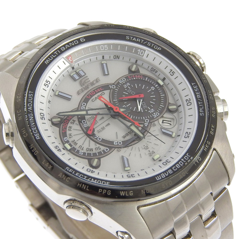 卡西歐 Edifice 多頻段 6 手錶 EQW-M710DB-7AJF 不鏽鋼銀色太陽能電波計時表 灰色錶盤 男士-2