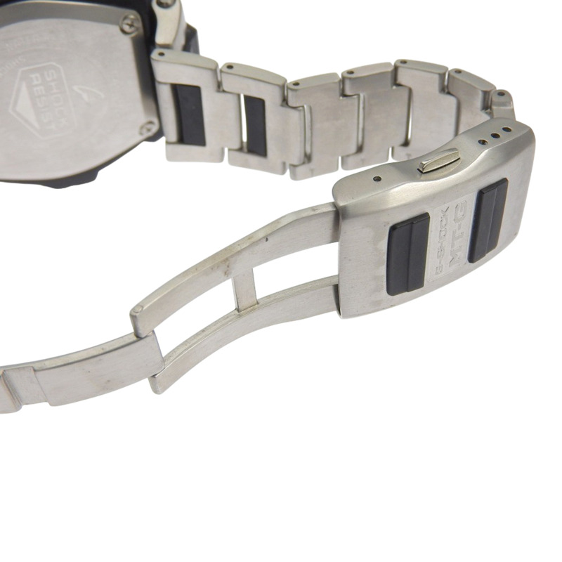 卡西歐 G-SHOCK MT-G TOUGH MVT MULTIBAND6 MTG-1500-9AJF 手錶,不銹鋼 x 樹脂,銀/黑色,太陽能,電波校時,指針/數字雙顯,黑色錶盤,MT-G,男士-6