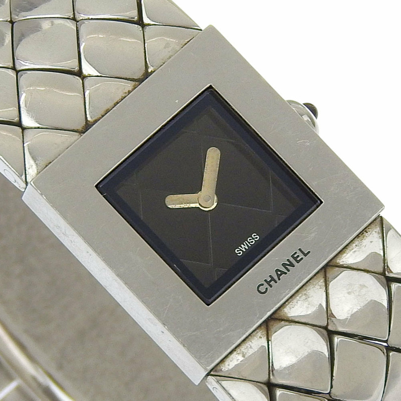 香奈兒 Matelasse H0009 不鏽鋼石英模擬腕錶，黑色錶盤，女士款-2