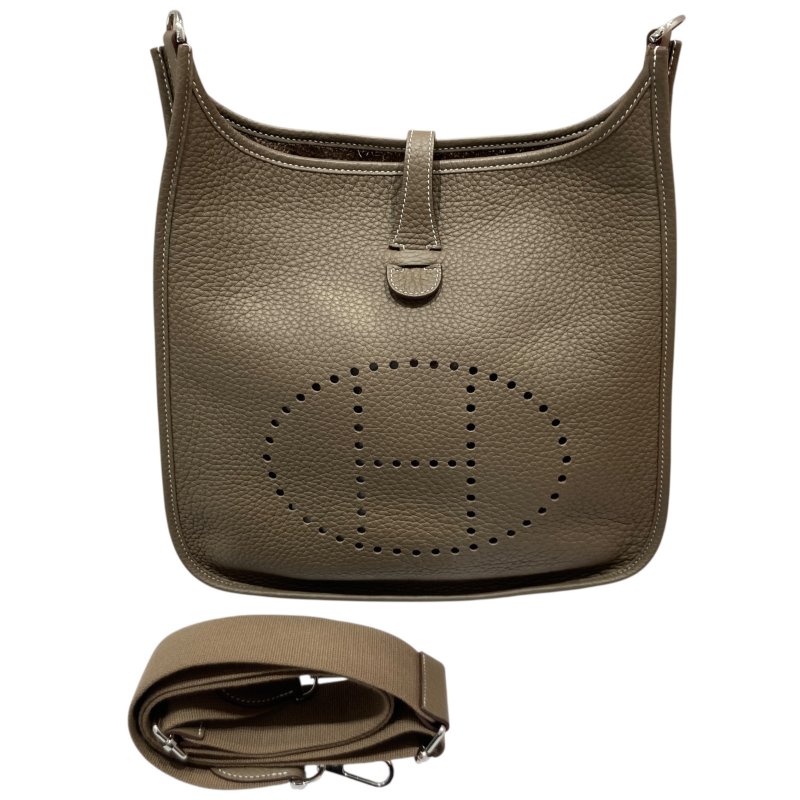 HERMÈS 愛馬仕 EVELYNE 29 肩背包 牛皮 大象灰 銀釦-0