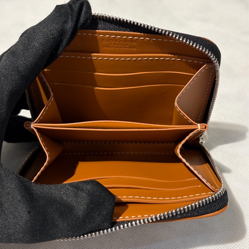 Goyard黑褐色ㄇ字拉鏈短夾-6