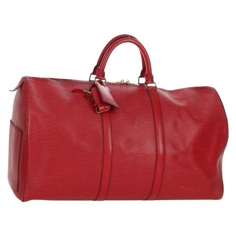 路易威登 Epi Keepall 50 波士頓包 復古紅 M42967 LV 正品 AMZ314A
