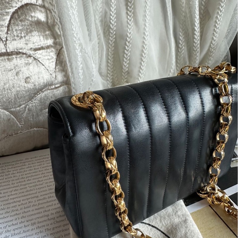 香奈兒翻蓋包 雕花鏈 鏈條包 通花鏈 黑色皮 CC 金鍊 側背包 斜背包 古董包 Vintage chanel black flap chain bag classic flap rare-14