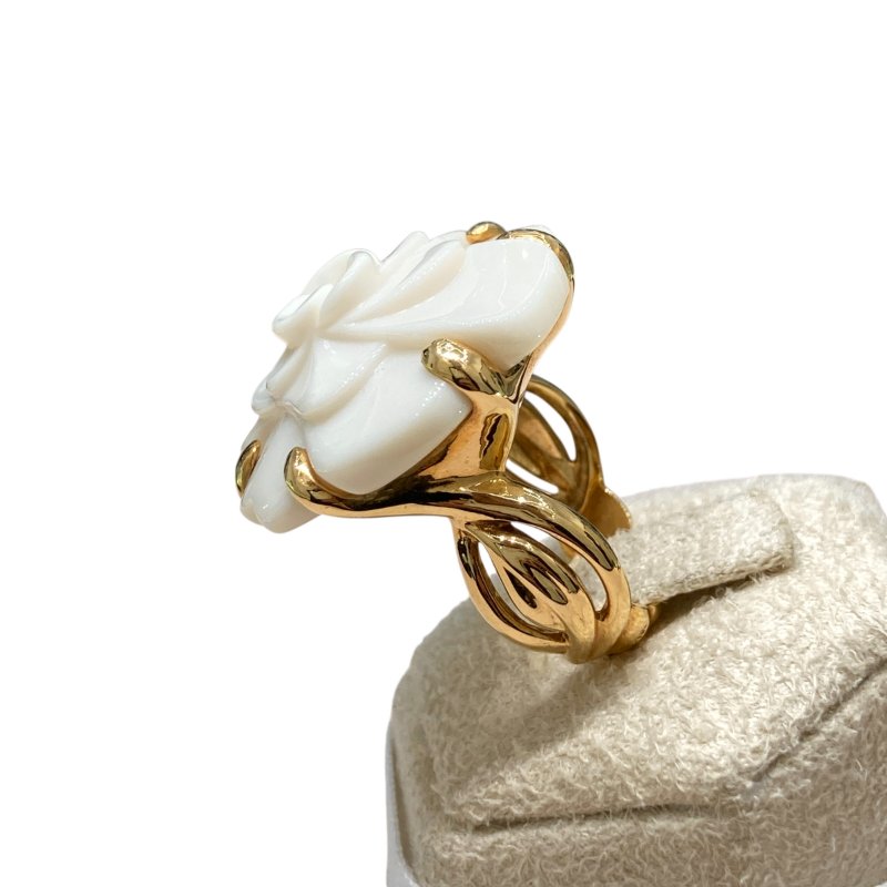 CHANEL 香奈兒 山茶花戒指 陶瓷 18K金 SIZE52-2