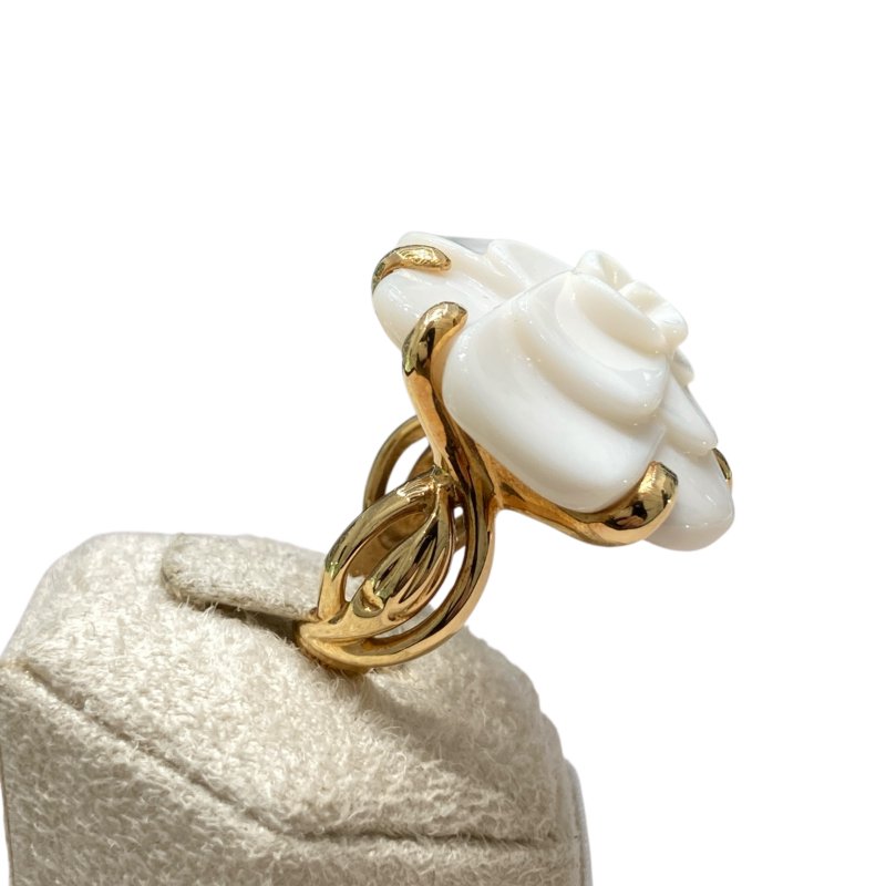 CHANEL 香奈兒 山茶花戒指 陶瓷 18K金 SIZE52-3