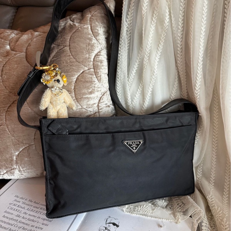 普拉達 黑色 包包prada re-nylon 再生尼龍系列 手袋 肩背包 腋下包 手提包 斜挎包 斜背包 側背包-0