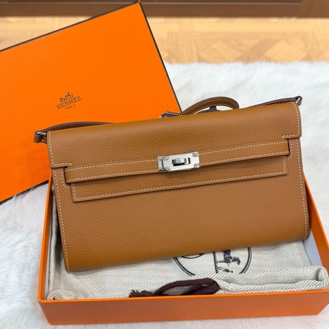 Hermes愛馬仕金棕銀扣kelly to go長肩帶斜挎包 epsom皮 Y刻