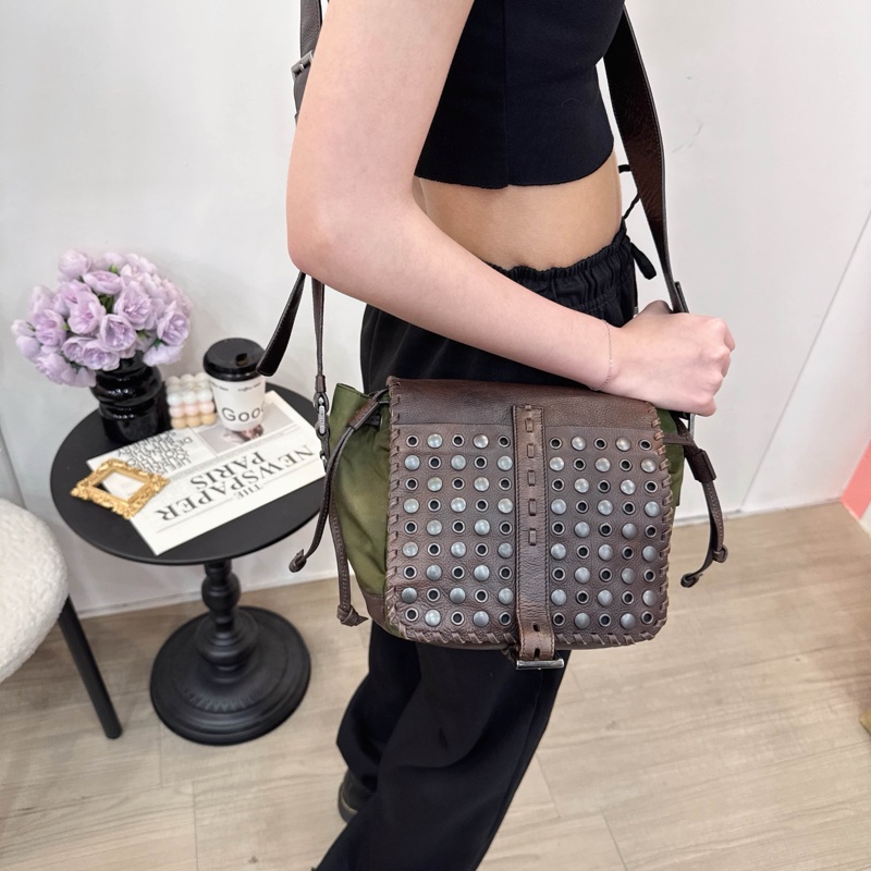Prada 普拉達 Archive 尼龍皮革拼接郵差包 二手 中古 vintage y2k-1