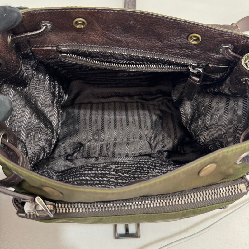 Prada 普拉達 Archive 尼龍皮革拼接郵差包 二手 中古 vintage y2k-3