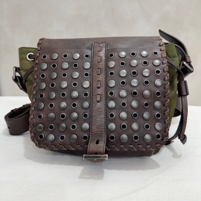 Prada 普拉達 Archive 尼龍皮革拼接郵差包 二手 中古 vintage y2k-5