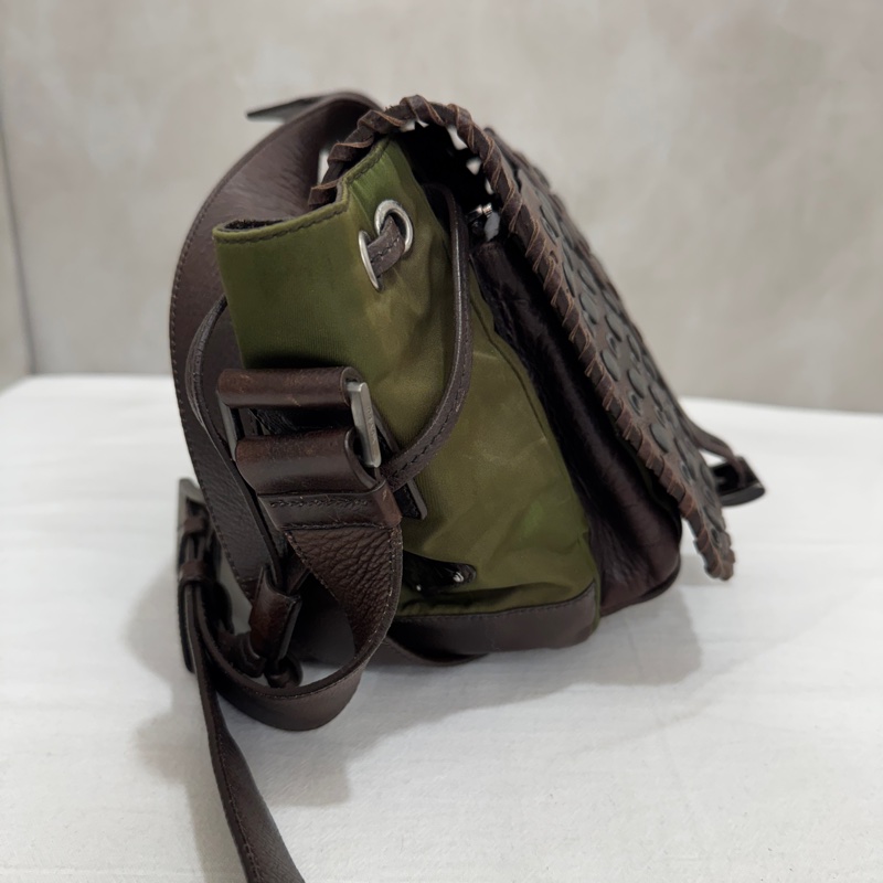 Prada 普拉達 Archive 尼龍皮革拼接郵差包 二手 中古 vintage y2k-8