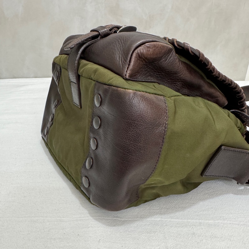 Prada 普拉達 Archive 尼龍皮革拼接郵差包 二手 中古 vintage y2k-10