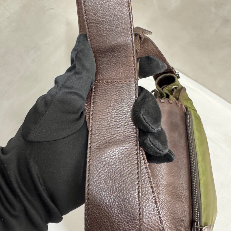 Prada 普拉達 Archive 尼龍皮革拼接郵差包 二手 中古 vintage y2k-11