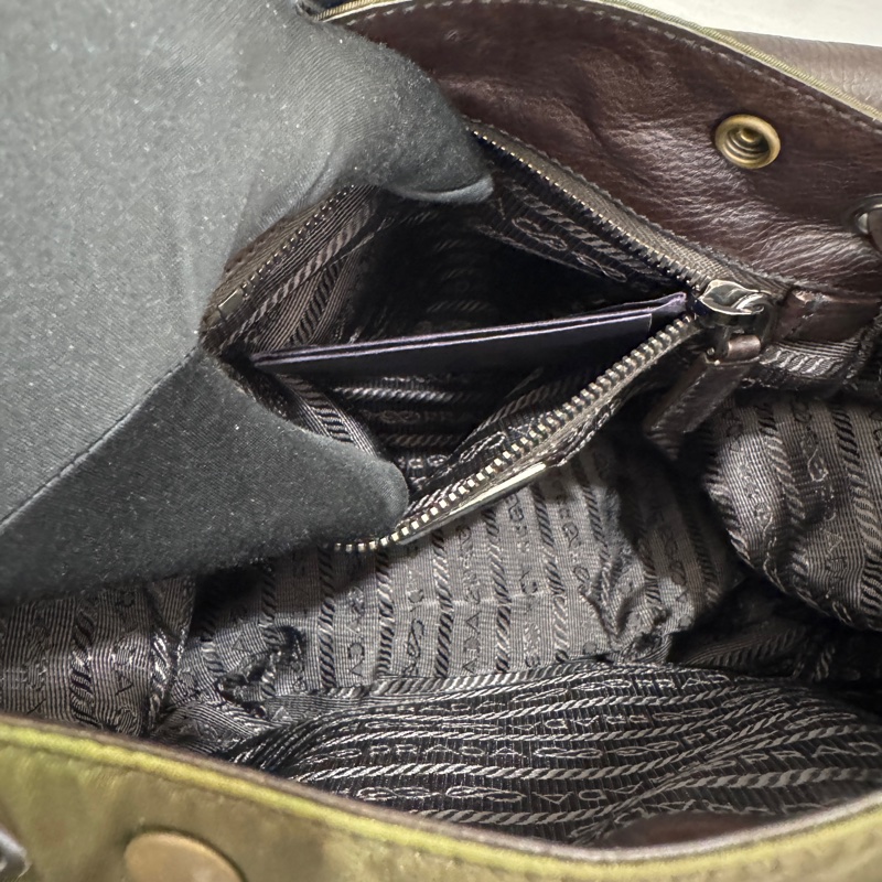 Prada 普拉達 Archive 尼龍皮革拼接郵差包 二手 中古 vintage y2k-17