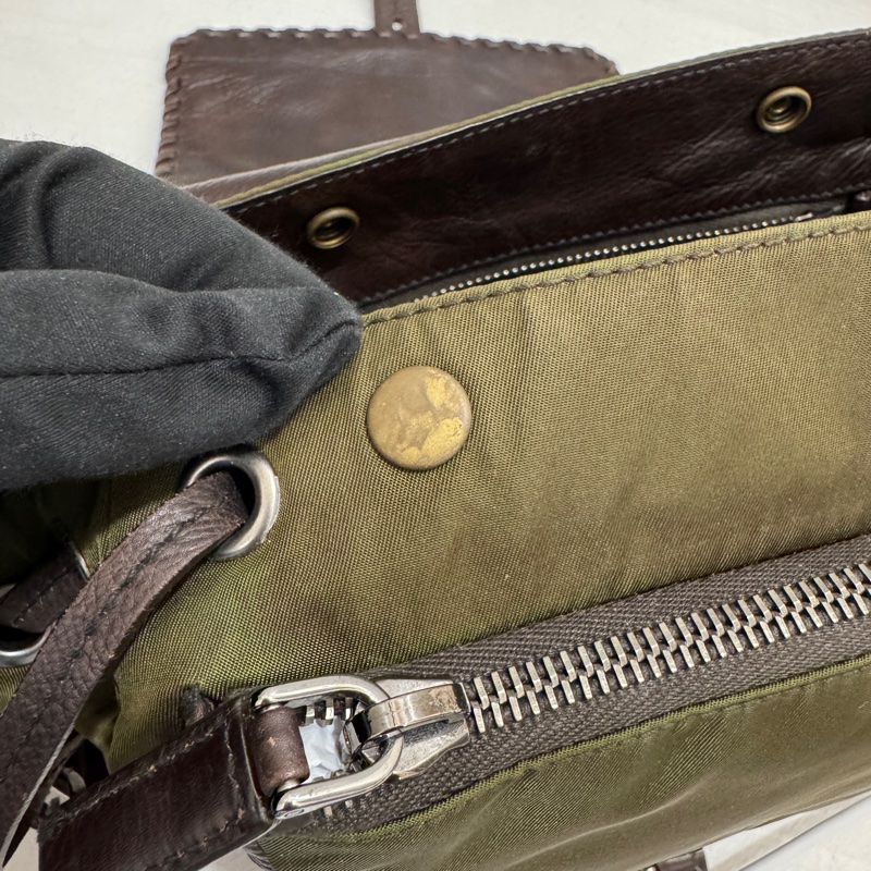 Prada 普拉達 Archive 尼龍皮革拼接郵差包 二手 中古 vintage y2k-18