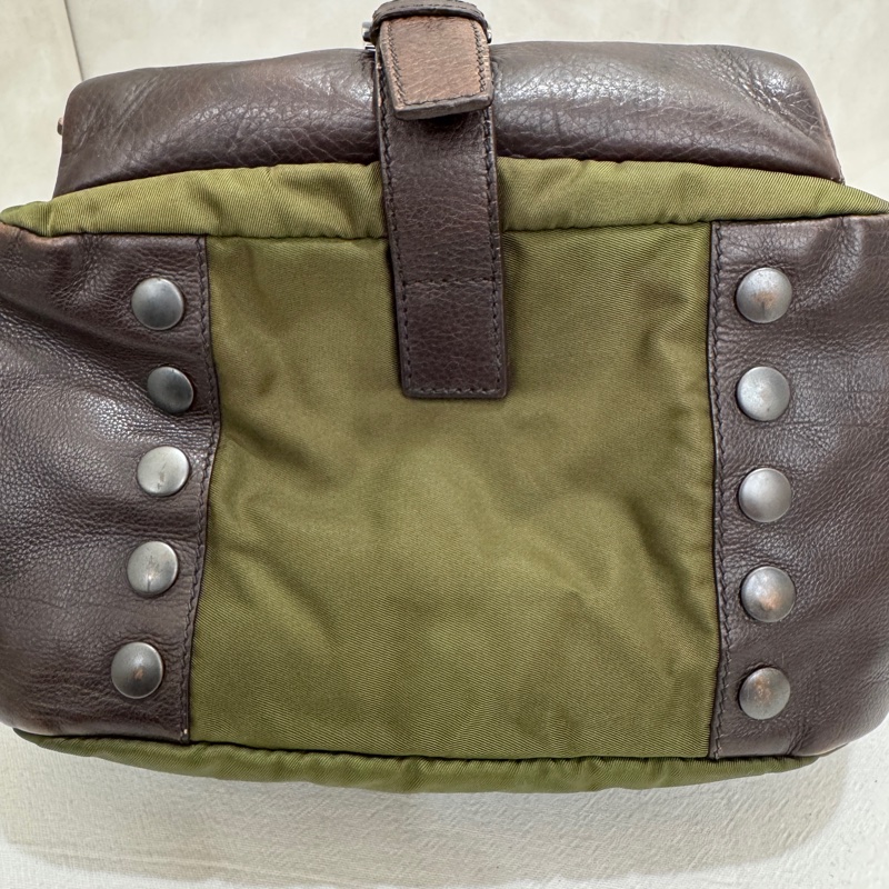 Prada 普拉達 Archive 尼龍皮革拼接郵差包 二手 中古 vintage y2k-24