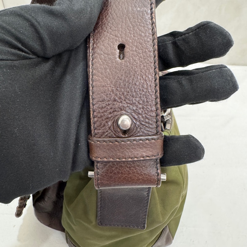 Prada 普拉達 Archive 尼龍皮革拼接郵差包 二手 中古 vintage y2k-25