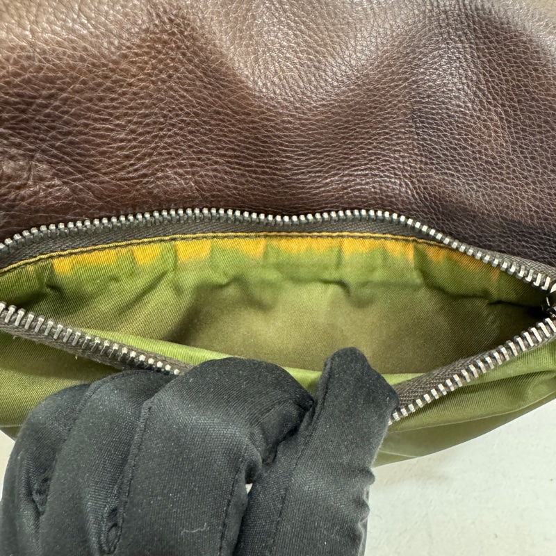 Prada 普拉達 Archive 尼龍皮革拼接郵差包 二手 中古 vintage y2k-26