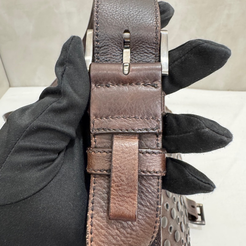 Prada 普拉達 Archive 尼龍皮革拼接郵差包 二手 中古 vintage y2k-28