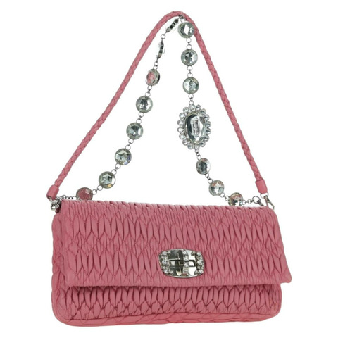 Miu Miu Matelasse 鏈條單肩包 皮革 2way 粉紅色銀色 正品 gh2012M