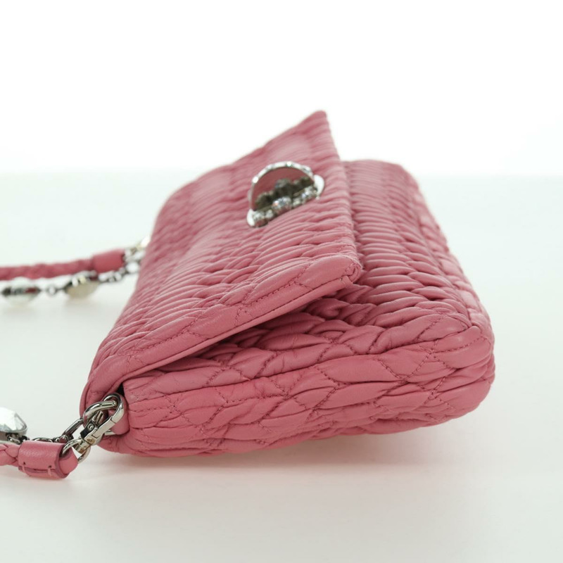 【日本直送】Miu Miu Matelasse 鏈條單肩包 皮革 2way 粉紅色銀色 正品 gh2012M-2