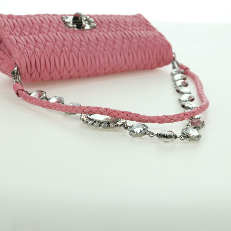 【日本直送】Miu Miu Matelasse 鏈條單肩包 皮革 2way 粉紅色銀色 正品 gh2012M-6