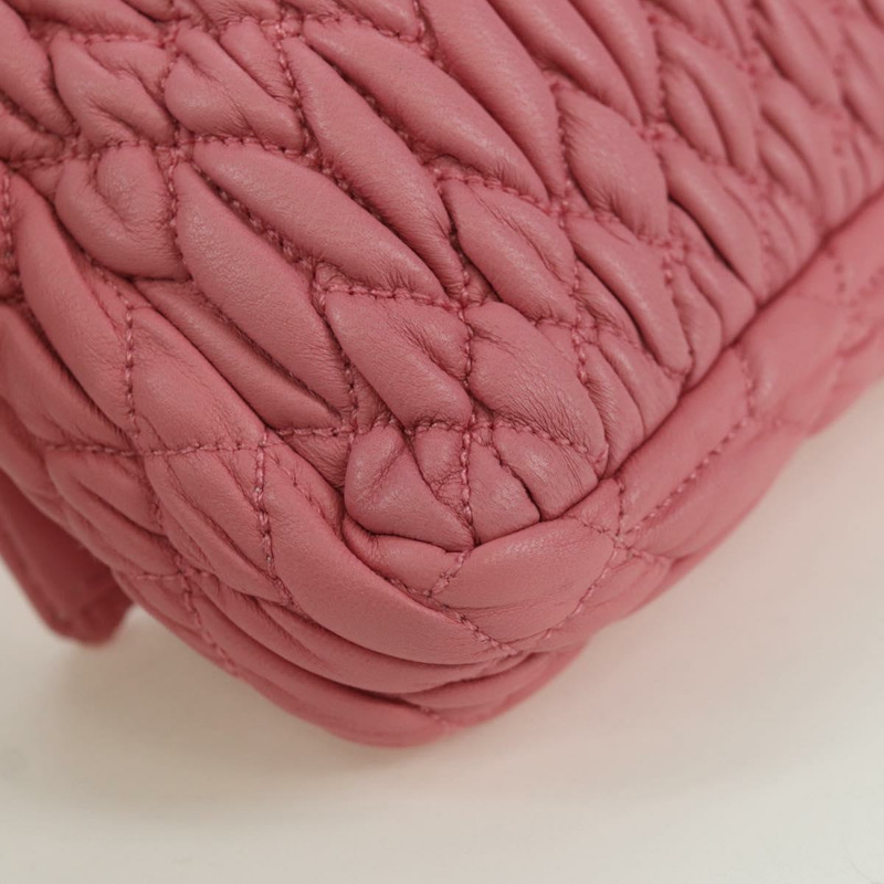 【日本直送】Miu Miu Matelasse 鏈條單肩包 皮革 2way 粉紅色銀色 正品 gh2012M-17