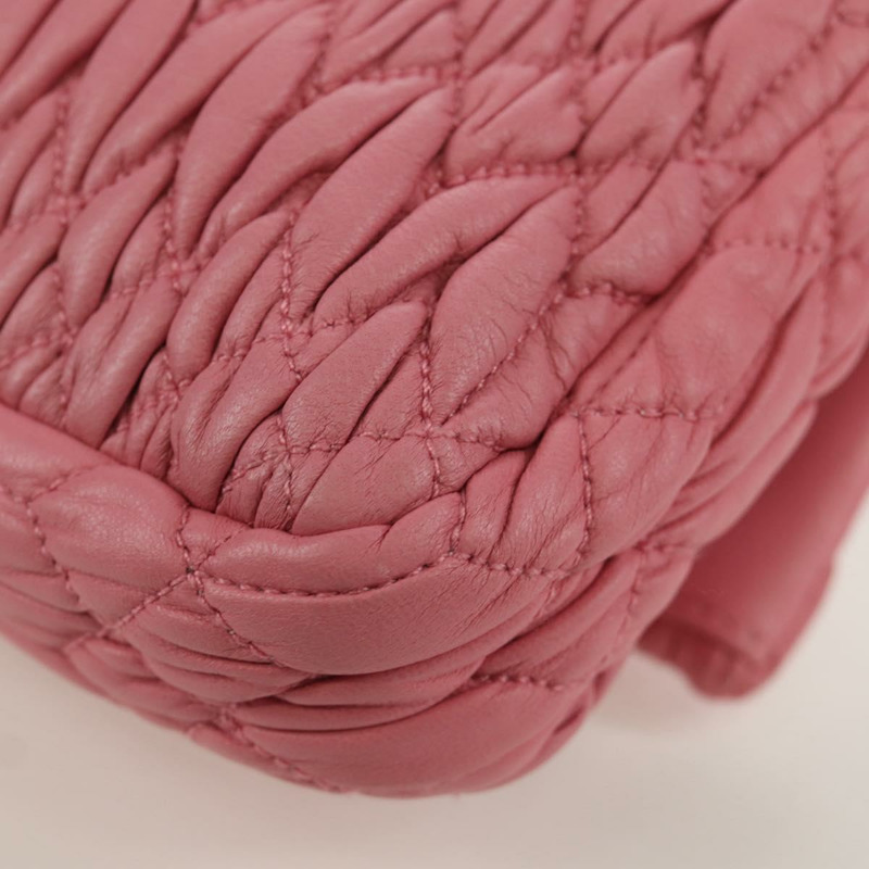 【日本直送】Miu Miu Matelasse 鏈條單肩包 皮革 2way 粉紅色銀色 正品 gh2012M-18