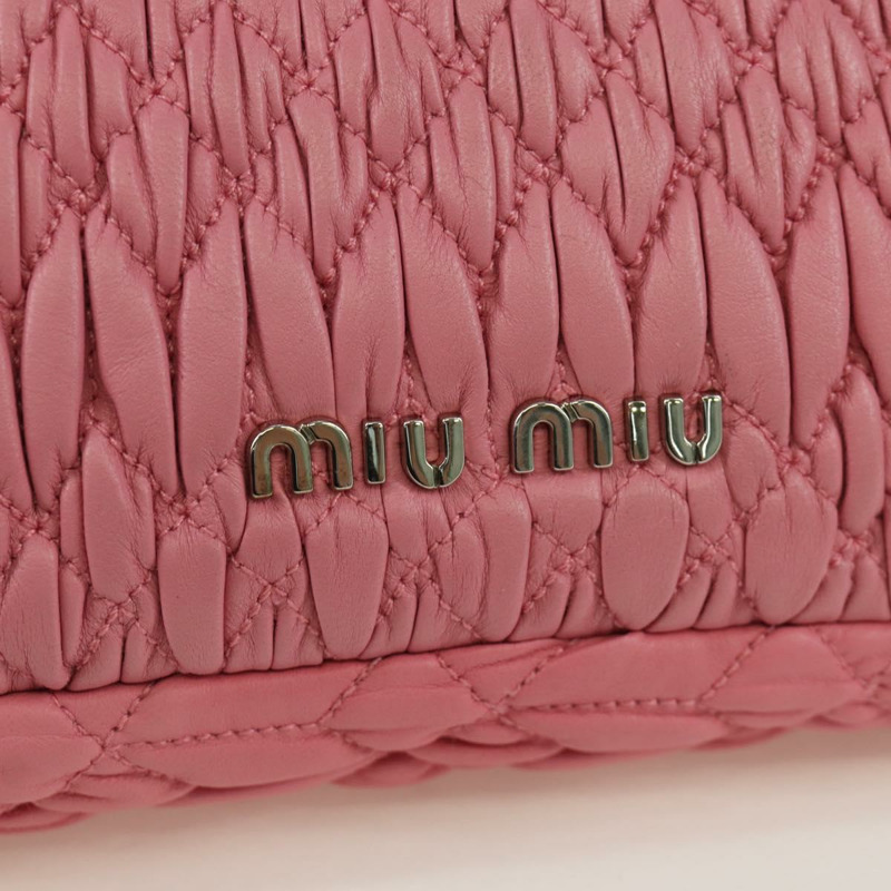 【日本直送】Miu Miu Matelasse 鏈條單肩包 皮革 2way 粉紅色銀色 正品 gh2012M-19