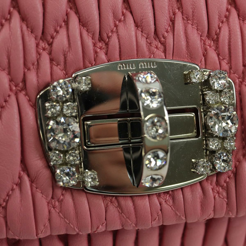 【日本直送】Miu Miu Matelasse 鏈條單肩包 皮革 2way 粉紅色銀色 正品 gh2012M-20