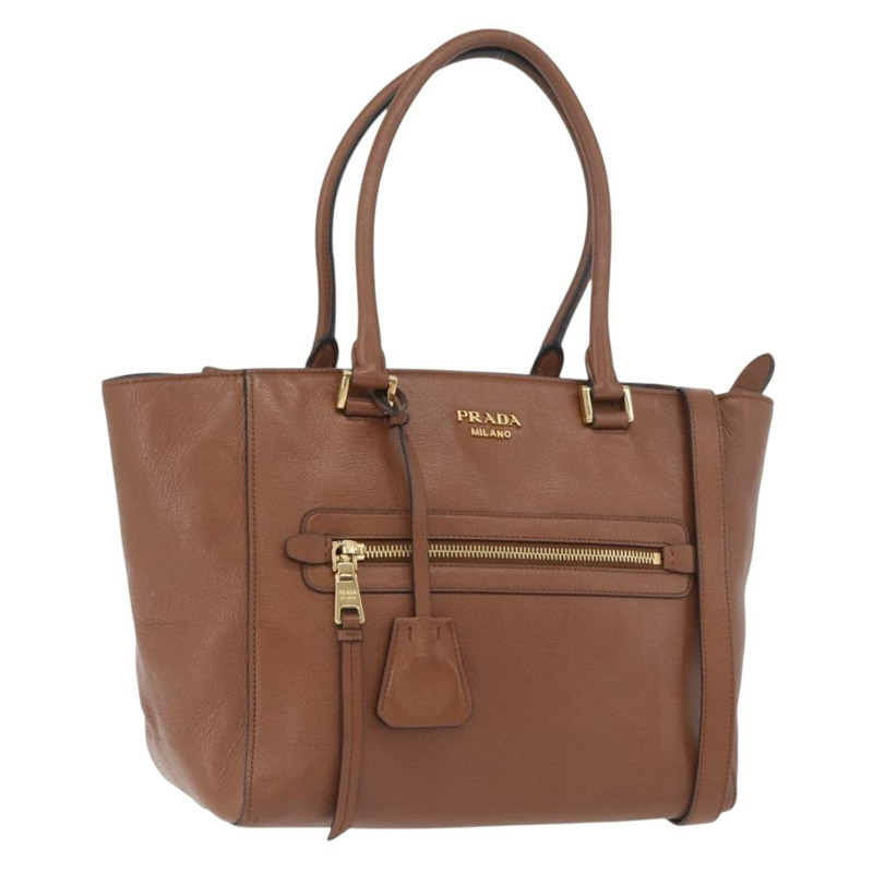 【日本直送】PRADA 手提包 皮革 兩用 棕色 金色 正品 ka3430A-0