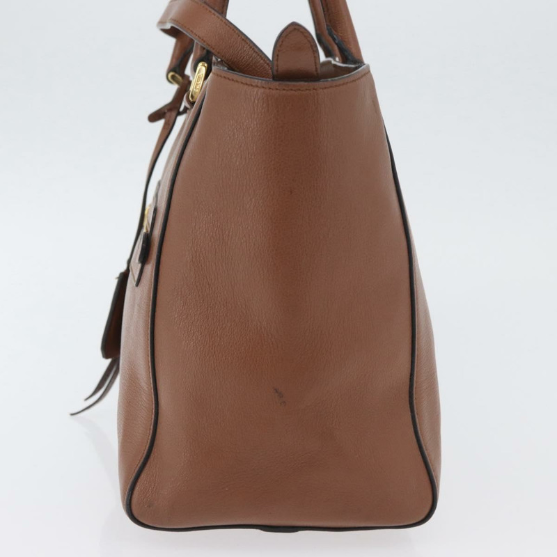【日本直送】PRADA 手提包 皮革 兩用 棕色 金色 正品 ka3430A-2