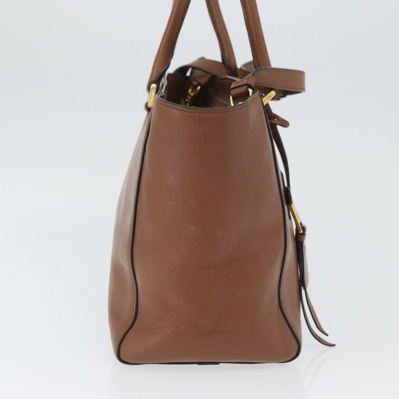 【日本直送】PRADA 手提包 皮革 兩用 棕色 金色 正品 ka3430A-3