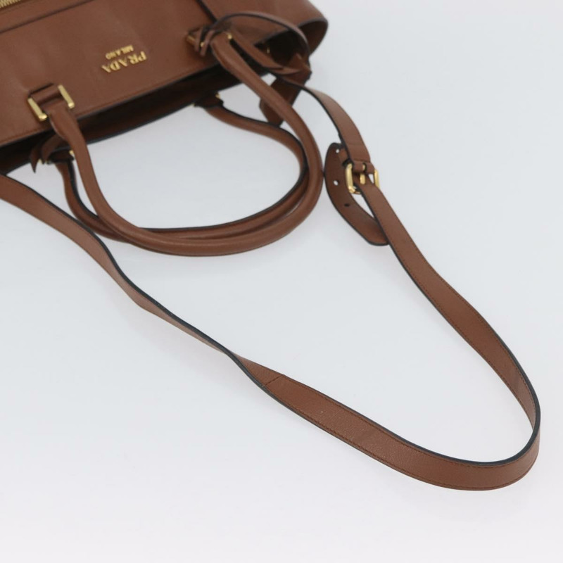 【日本直送】PRADA 手提包 皮革 兩用 棕色 金色 正品 ka3430A-7