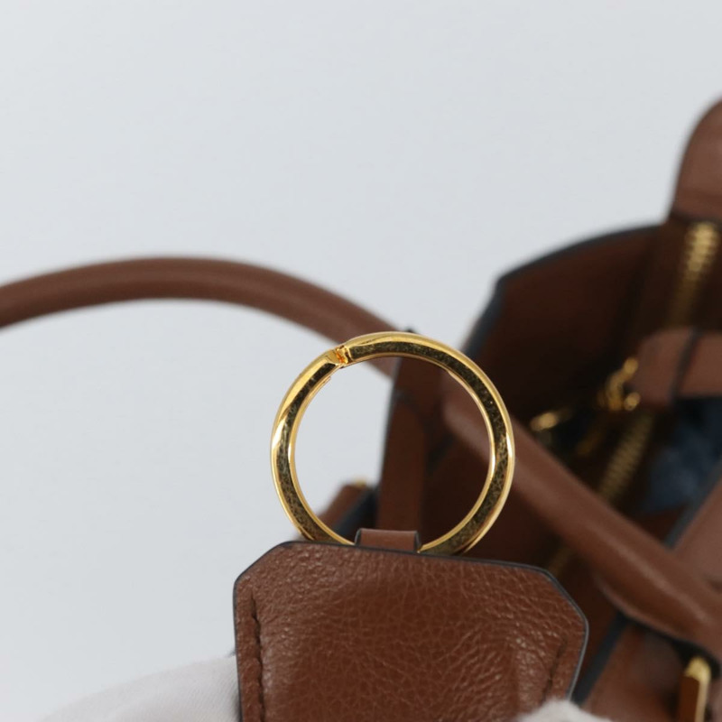 【日本直送】PRADA 手提包 皮革 兩用 棕色 金色 正品 ka3430A-8