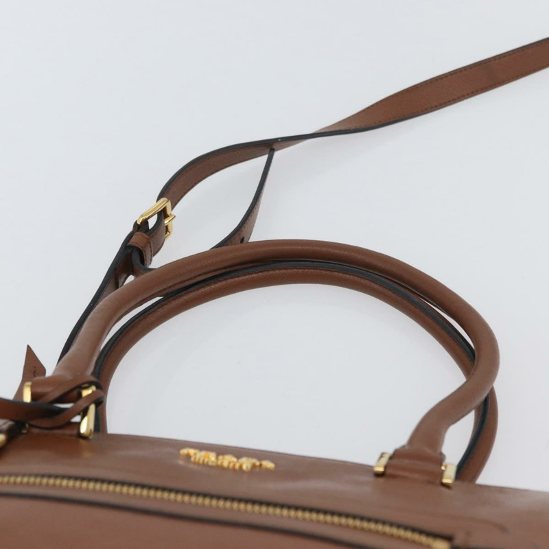 【日本直送】PRADA 手提包 皮革 兩用 棕色 金色 正品 ka3430A-13