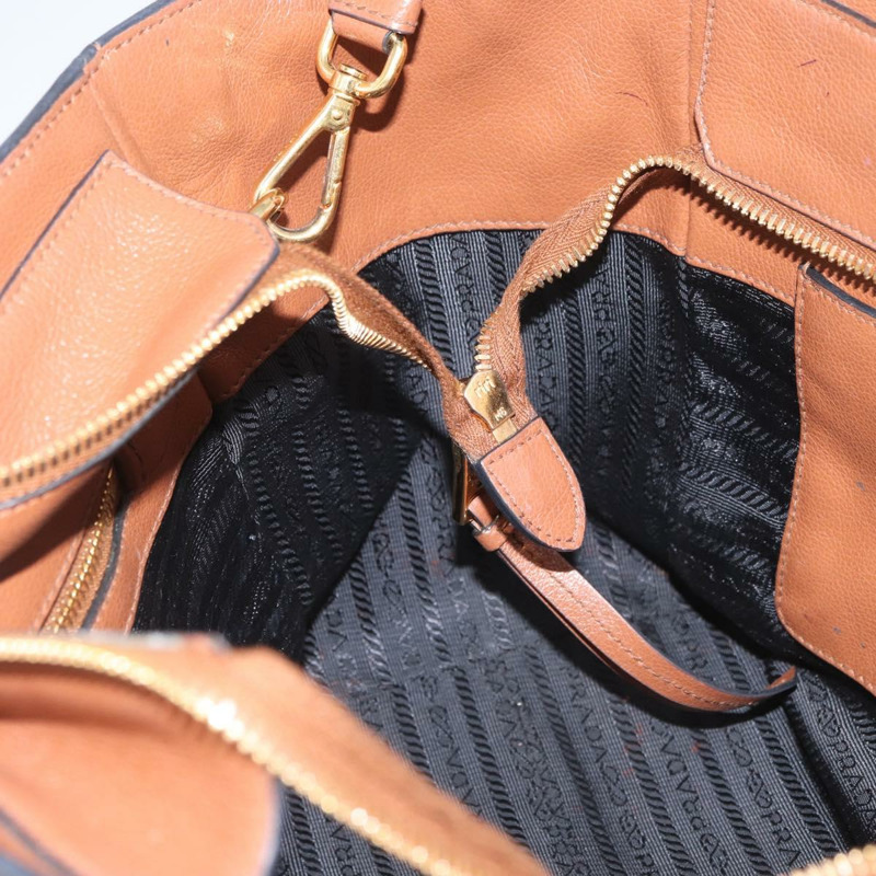 【日本直送】PRADA 手提包 皮革 兩用 棕色 金色 正品 ka3430A-21