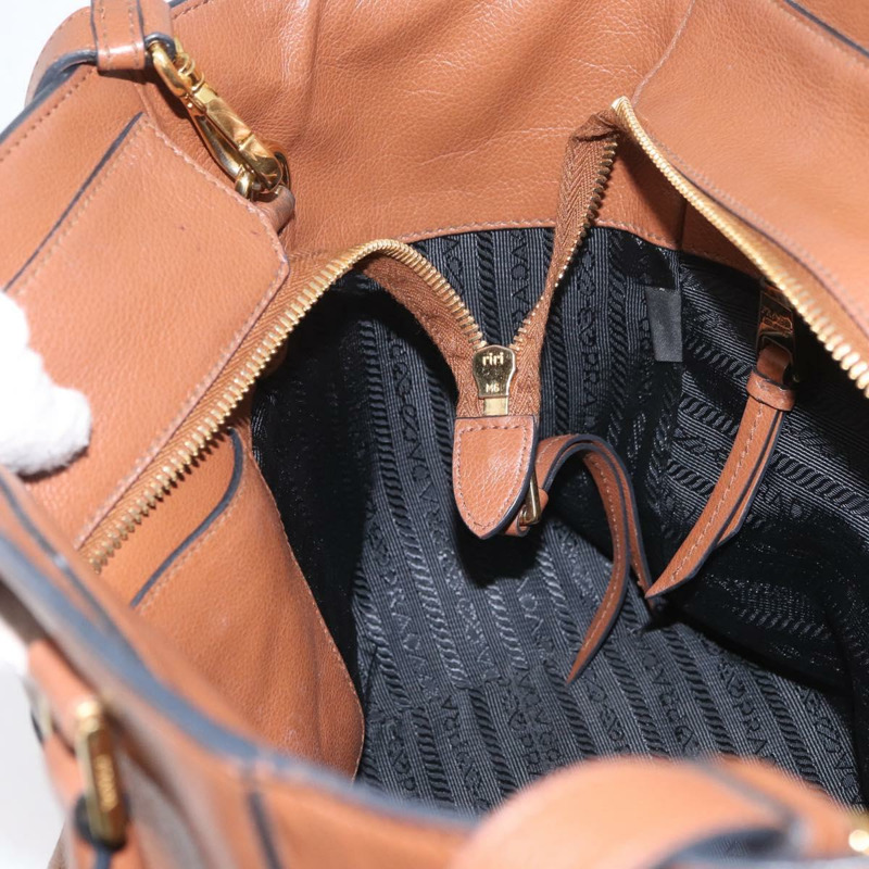 【日本直送】PRADA 手提包 皮革 兩用 棕色 金色 正品 ka3430A-22