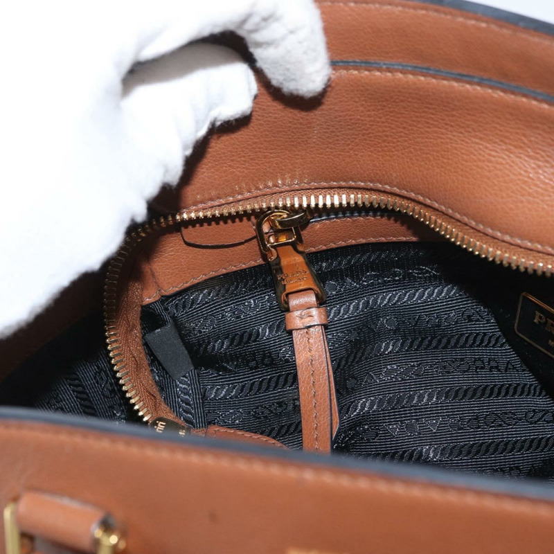 【日本直送】PRADA 手提包 皮革 兩用 棕色 金色 正品 ka3430A-23