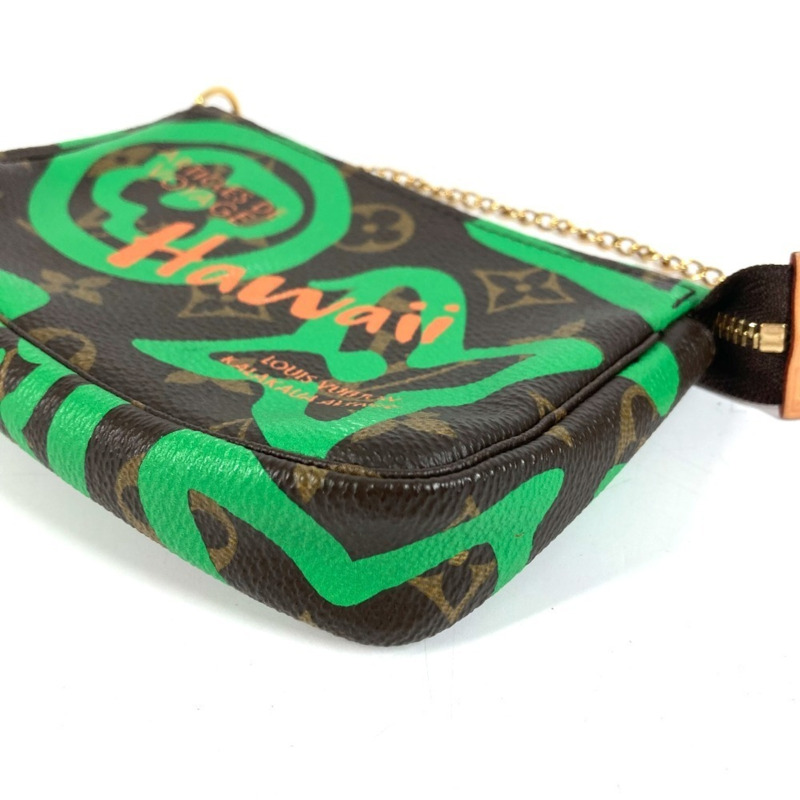 路易威登 M67706 Monogram Hawaii 限量版迷你手拿包/鏈條包/帆布配件包,男女通用,棕色-3