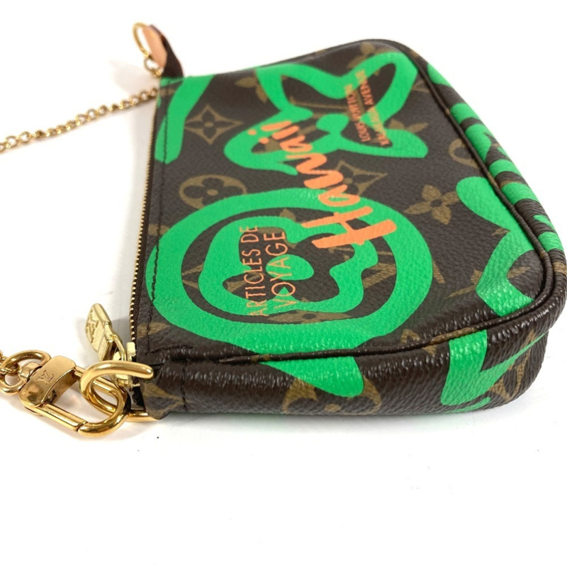 路易威登 M67706 Monogram Hawaii 限量版迷你手拿包/鏈條包/帆布配件包,男女通用,棕色-4