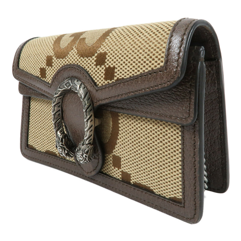 GUCCI 帆布/牛皮皮革Dionysus銀扣鏈帶肩背袋-2