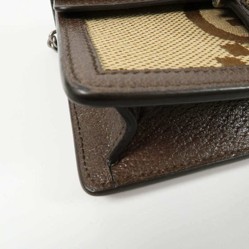 GUCCI 帆布/牛皮皮革Dionysus銀扣鏈帶肩背袋-3