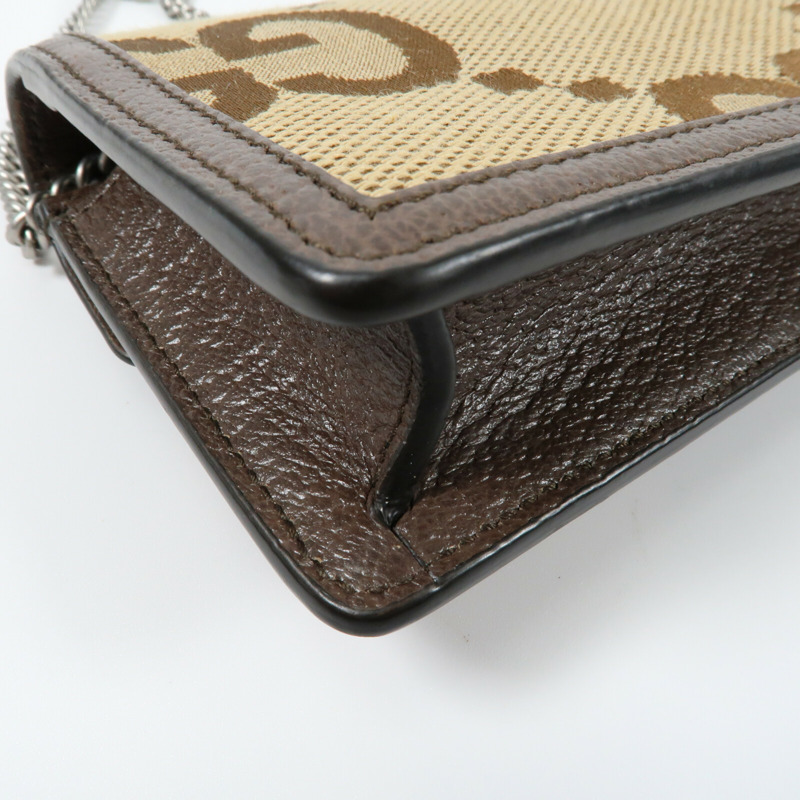 GUCCI 帆布/牛皮皮革Dionysus銀扣鏈帶肩背袋-5